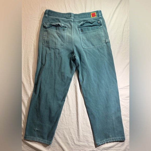 Empyre Green Denim Double Knee Distressed Jeans - Picture 9 of 16